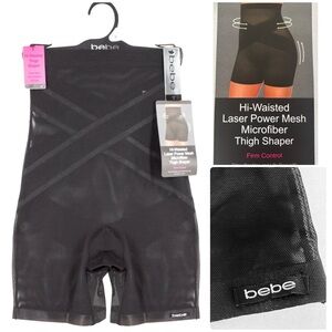 NWT Bebe Hi-Waisted Laser Power Mesh FIRM control Thigh Shaper Shapewear